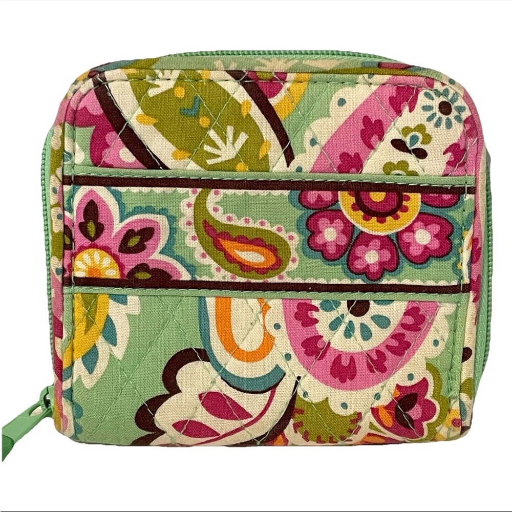 VERA BRADLEY TUTTI FRUITY Shoulder Bag & Matching Wallet Green & Pink Paisley - Picture 13 of 15